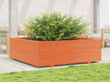 Garden Planter Wax Brown 110x110x49.5 cm Solid Wood Pine 3282546