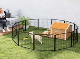 12-Panel Solid Dog Playpen with Doors, for Medium Dogs, 80cm High, Black T3398P349748