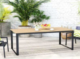 Garden Table for 6 People, 160 x 80 x 75 cm Rectangle Outdoor Dining Table with Slatted Top, Metal T3398P328008