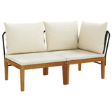 2 pcs Garden Lounge Set with Cushions Solid Acacia Wood & Rope 42022066
