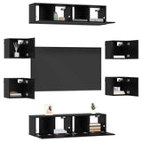 TV Cabinet Set 8 pcs 120 x 30 x 30 cm Black Oak Engineered Wood 3438613