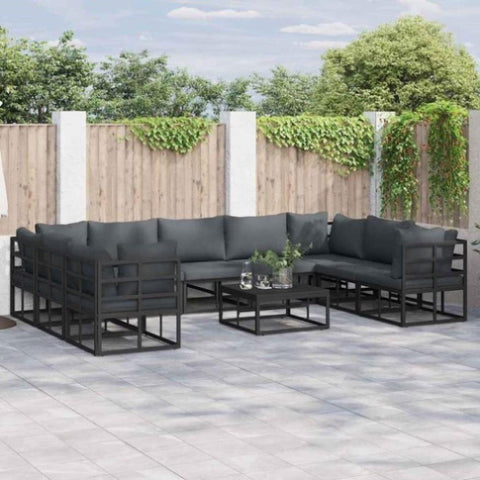 Garden Sofa Set with Cushion Black Aluminium 3378905
