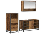 Bathroom Furniture Set with Door 3 pcs Old Wood Engineered Wood 3402563