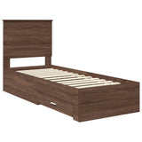 Bed Frame Brown Oak and Silver 70 x 190 cm Engineered Wood 3411374