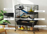 5 Levels Rolling Small Animal Cage with Non Slip Ramps, Slide Out 16cm Deep Tray, 88 x 48 x 150.5cm, T3398P350104