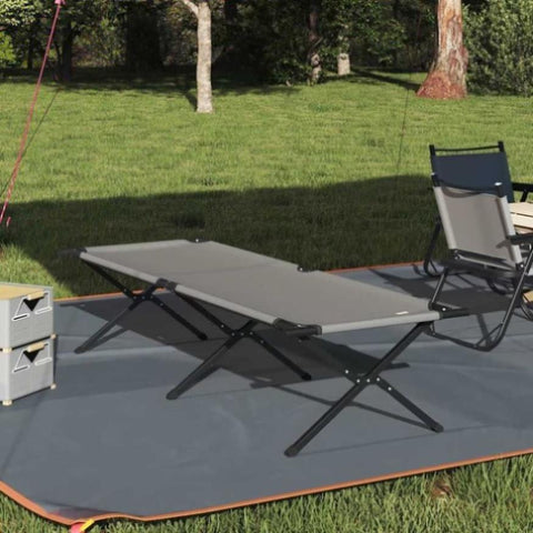 Folding Camping Bed Folding Manual Grey Oxford fabric 42003189