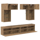 TV Wall Units Wall-mounted 6 pcs Old Wood Engineered Wood 3402789