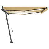 Manual Retractable Awning with LED 450x300 cm Yellow and White 3069763