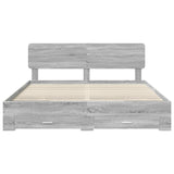 Bed Frame with Drawer Grey Sonoma 200 x 200 cm Engineered Wood 3412337