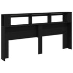 ZNTS Storage Headboard with LED Lights Black Oak 200x18,5x103,5 cm 863116