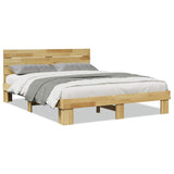 Bed Frame with Headboard without Mattress 160x200 cm Solid Wood Oak 3315724