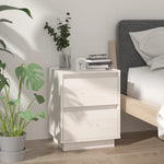 ZNTS Bedside Cabinet White 40x35x50 cm Solid Wood Pine 813317