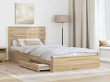 Bed Frame with Drawer with Headboard Manual Engineered Wood 3411685
