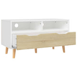 326782 TV Cabinet White and Sonoma Oak 90x40x48,5 cm Engineered Wood