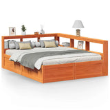 ZNTS Bookcase Bed without Mattress Wax Brown 160x200cm Solid Wood Pine 3324456