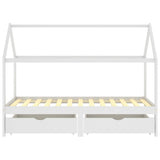Kids Bed Frame with Drawers White Solid Pine Wood 90x200 cm 322141