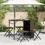 ZNTS 5 Piece Garden Dining Set Foldable Brown Poly Rattan 365945