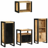 Bathroom Furniture Set 4 pcs Brown and Black Solid Mango Wood 3305668