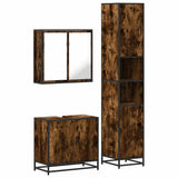 3 Piece Bathroom Furniture Set Smoked Oak Engineered Wood 3301067