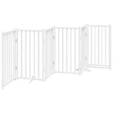 Dog Gate with Door Foldable 6 Panels White 300 cm Solid Wood Fir 352279