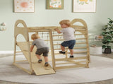 6 in 1 Kids Climbing Frame with Slide, Monkey Bars, Gymnastics Rings, Ladder, Climbing Net, for 3-6 T3398P422172