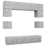 8 Piece TV Cabinet Set Concrete Grey Engineered Wood 3079111