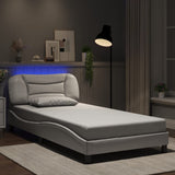 Bed Frame with LED without Mattress "Hvar" White 100x200 cm 3213914