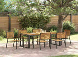 Garden Dining Set 7 pcs Black and Brown Poly Rattan 3365478