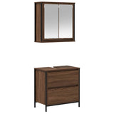 2 Piece Bathroom Furniture Set Brown Oak Engineered Wood 3328368