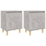 Bed Cabinets with Solid Wood Legs 2pcs Concrete Grey 40x30x50cm 805824