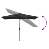 Garden Parasol with Metal Pole 300x200 cm Black 47128