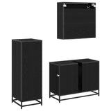 Bathroom Furniture Set 3 pcs Black Oak Engineered Wood 3402496