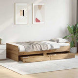 Bed Frame with Drawer Artisan Oak 90 x 200 cm Solid Pine Wood 3403205