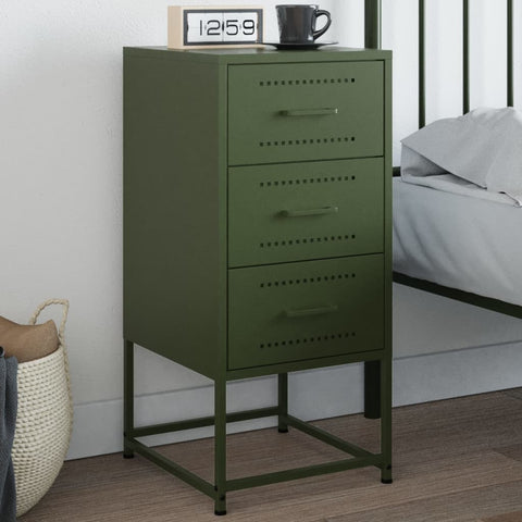 ZNTS Bedside Cabinet Olive Green 36x39x78 cm Steel 846586