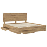 Bed Frame with Drawer Artisan Oak 180 x 200 cm Engineered Wood 3412757