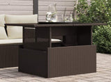 Garden Table with Glass Top Brown 100x55x73 cm Poly Rattan 366208