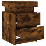 Bedside Cabinets with LED Lights 2 pcs Smoked Oak 35x39x55 cm 836758