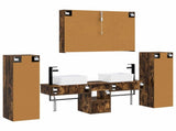 Bathroom Furniture Set 6 pcs Smoked Oak 3407139