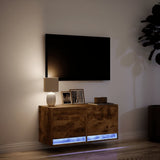 TV Wall Cabinet with LED Lights Smoked Oak 80x31x35 cm 852359