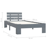 Bed Frame without Mattress Grey Solid Pine Wood 90x200 cm 283166