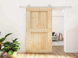 Sliding Door Natural and White 90 x 210 cm Solid Pine Wood 3445015