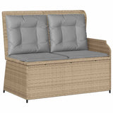 Garden Bench with Cushion Beige and Grey Poly Rattan 3394443
