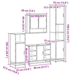 ZNTS 4 Piece Bathroom Furniture Set Smoked Oak Engineered Wood 3301242