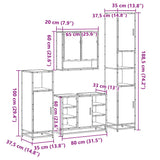 ZNTS 4 Piece Bathroom Furniture Set Smoked Oak Engineered Wood 3301242