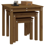 Nesting Tables 3 pcs Honey Brown Solid Wood Pine 824976