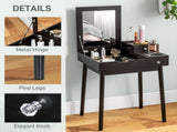 Dressing Table with Flip-up Mirror, Makeup Desk with 2 Drawers, Vanity Table Writing Desk for T3398P344248
