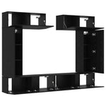 TV Cabinet Set 6 pcs Black oak 100 x 30 x 30 cm Engineered wood 3332583