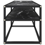 TV Cabinet Black Marble 140x40x40.5 cm Tempered Glass 331717
