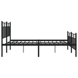Metal Bed Frame without Mattress with Footboard Black 160x200cm 373712