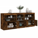 Sideboard with LED Lights Smoked Oak 162x37x67 cm 3209034